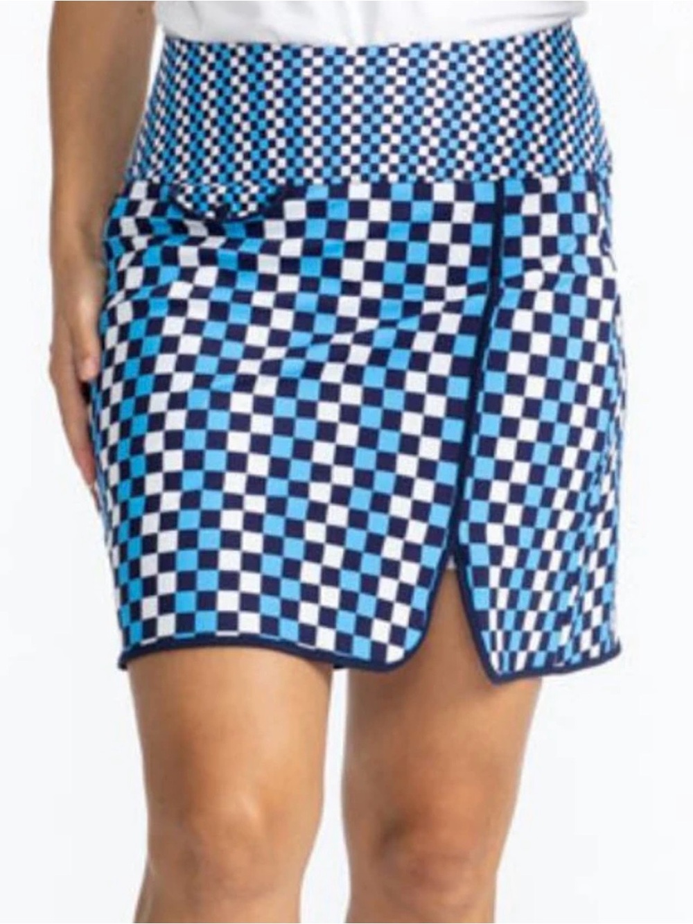 Kinona Blue & White Checkered Golf Skort Tennis Athletic Skirt Size M